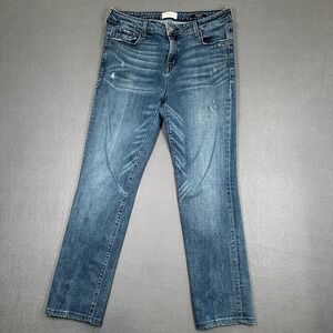 Parker Smith Jeans Womens 31 Blue Denim Stretch Straight Leg Distressed Outdoor